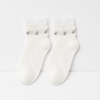 CouldNook Cozy Ruffle Cuff Textured Crew Socks - Soft Lounge Accent