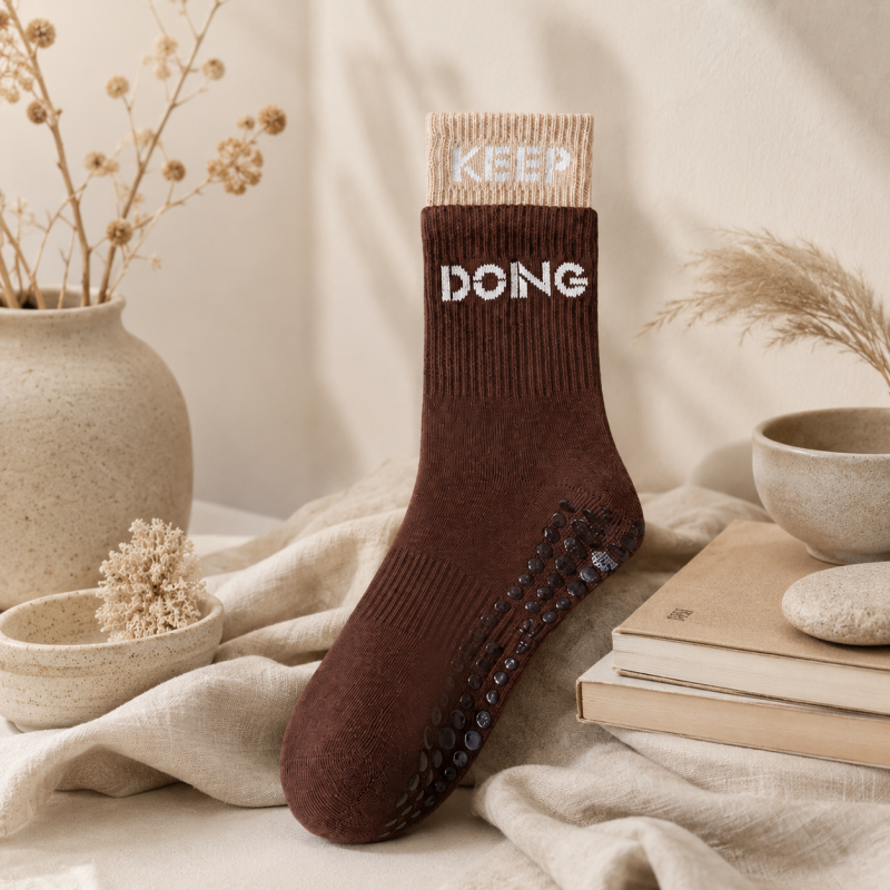 CouldNook No Silicone Dots Pilates Crew Socks - Home Studio Accent