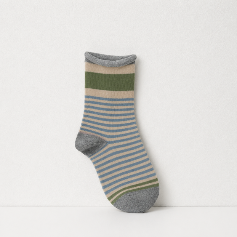 CouldNook Cozy Mixed Stripe Crew Socks - Warm Drawer Accent