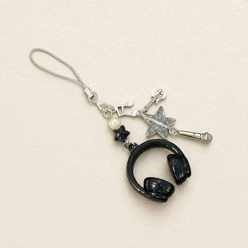 CouldNook Headphone Music Keychain - Star and Instrument Charms