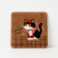 CouldNook Cartoon Beret Black White Cat Fleece Square Seat Chair Cushion- Non-Slip Winter Chair Pad