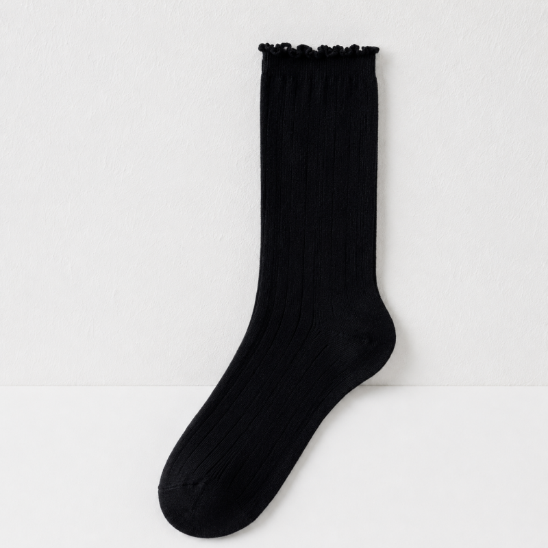 CouldNook Cozy Ruffle Edge Sheer Crew Socks - Gentle Outfit Accent