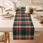 CouldNook Festive Plaid Table Runner - Classic Red & Green Party Decor