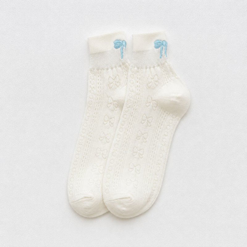 CouldNook Cozy Bow Motif Ankle Socks - Soft Drawer Accent
