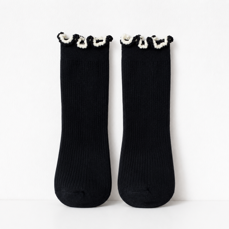 CouldNook Cozy Scalloped Edge Crew Socks - Soft Layered Accent