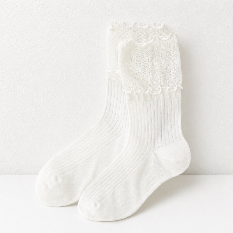 CouldNook Cozy Lace Ruffle Crew Socks - Romantic Shoe Accent