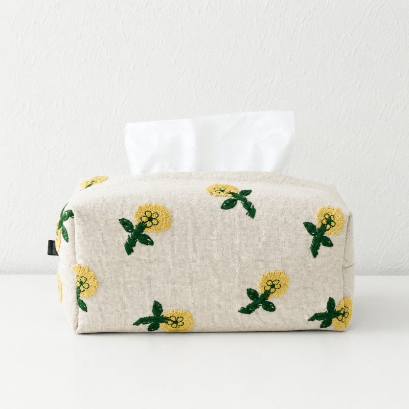 CouldNook Floral Embroidered Tissue Box - Aesthetic Luxe Storage Case