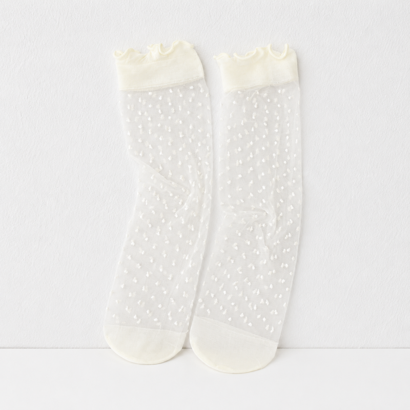 CouldNook Sheer Pattern Ankle Socks - Mary Jane Accent