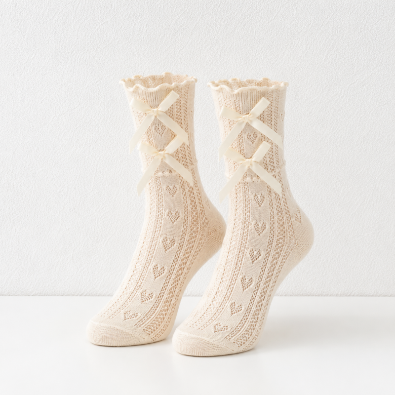 CouldNook Ruffle Trim Crew Socks - Sweet Shoe Accent