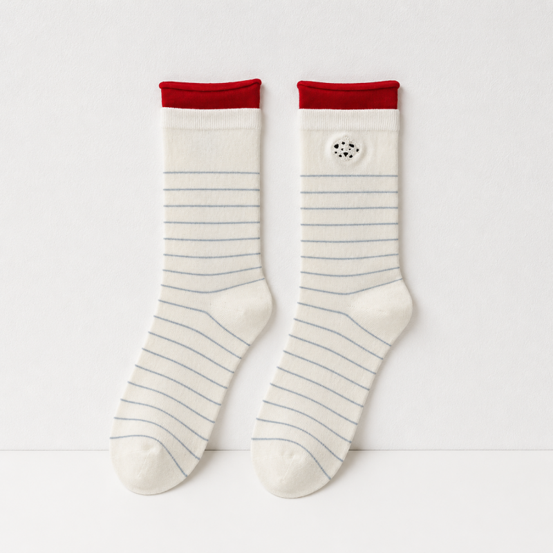 CouldNook Cozy Stripe Logo Crew Socks - Everyday Lounge Accent