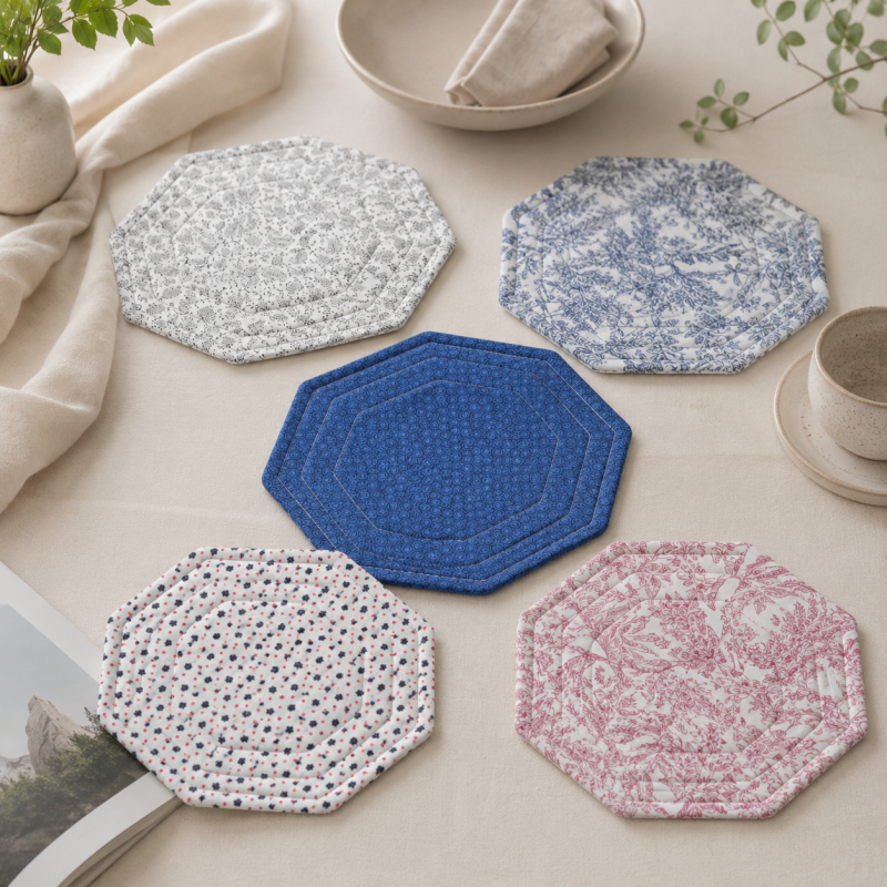 CouldNook French Retro Coaster - Aesthetic Fabric Octagonal Mat