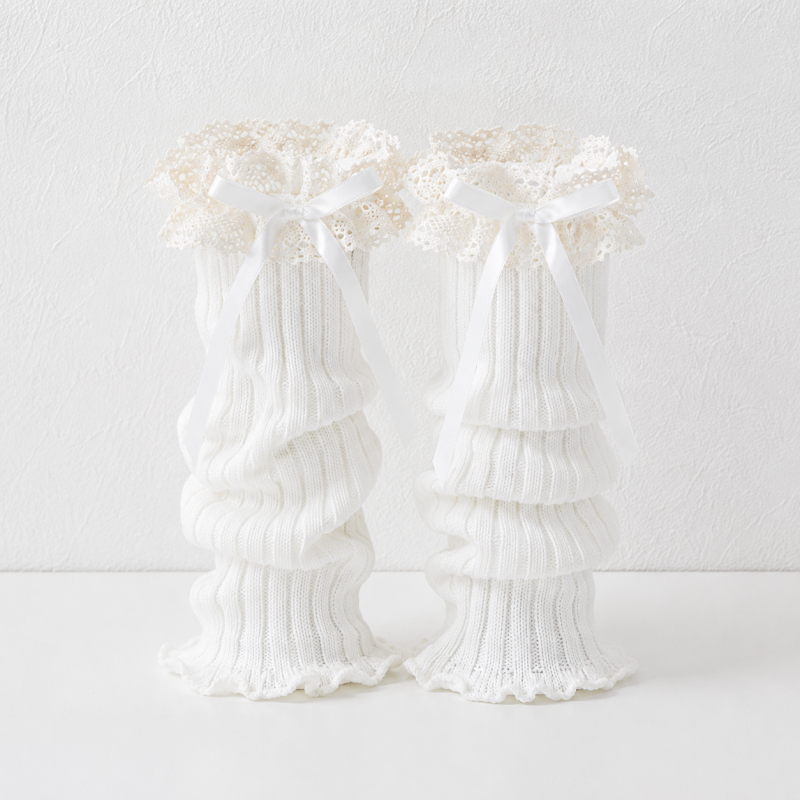 CouldNook Ruffle Bow Slouch Socks - Winter Shoe Accent