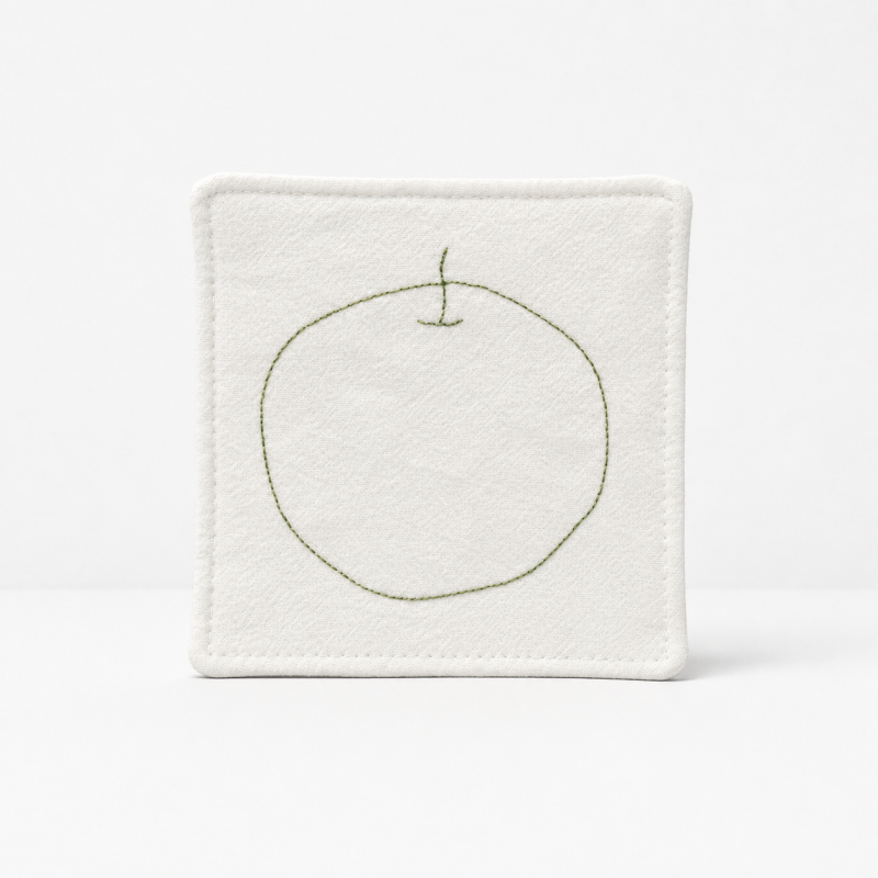 CouldNook Apple Embroidered Fabric Coaster - Home Table Textile