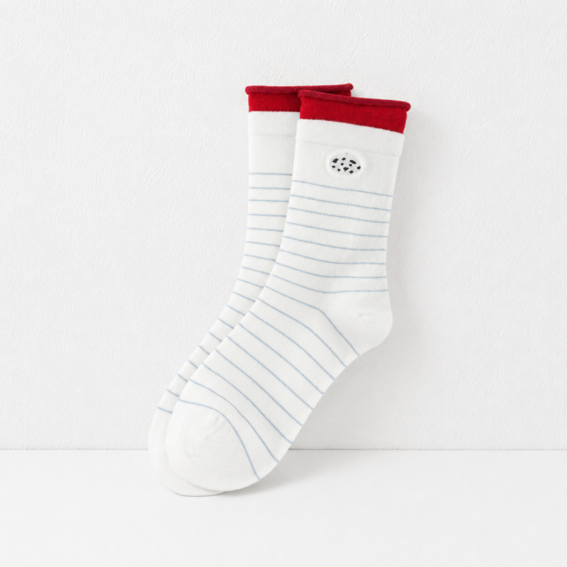 CouldNook Striped Patch Crew Socks - Casual Drawer Accent