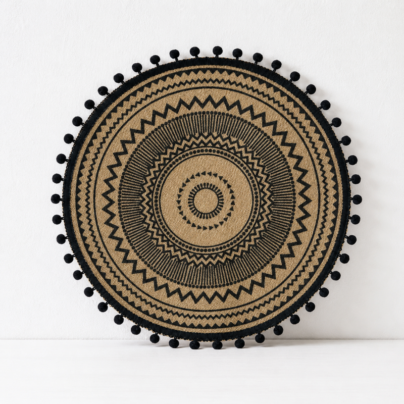 CouldNook Round Jute Woven Placemat - Fringed Tassel Table Pad