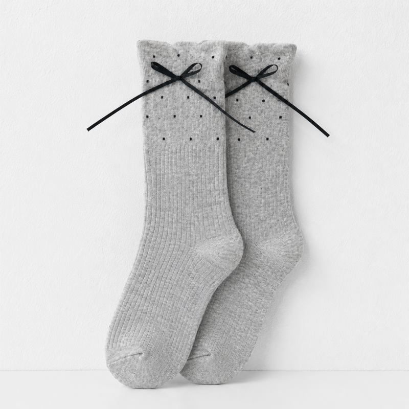 CouldNook Dot Texture Bow Ankle Socks - Daily Shoe Accent