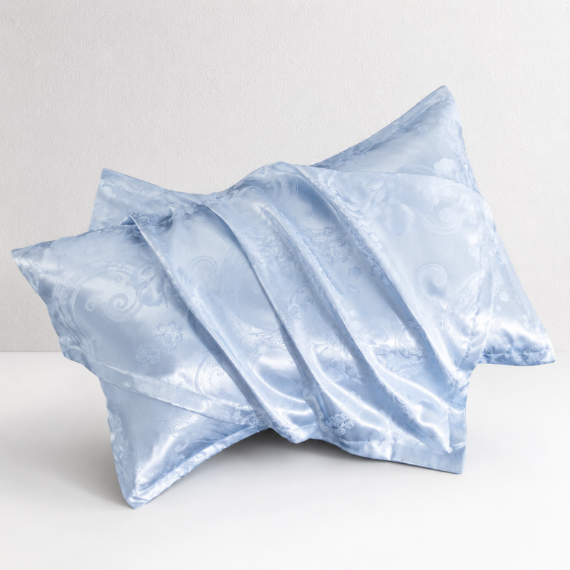 CouldNook Silky Satin Jacquard Cotton Pillowcase 2PCS Set - Elegant Patterned Home Bedding