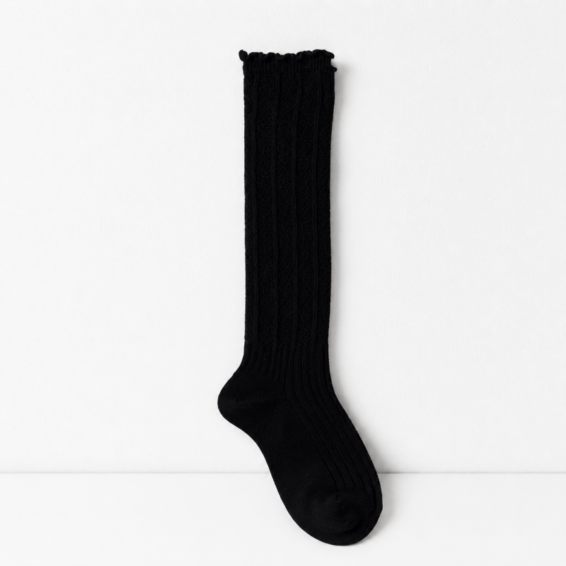 CouldNook Lace Texture Mid Crew Socks - Dress Shoe Accent
