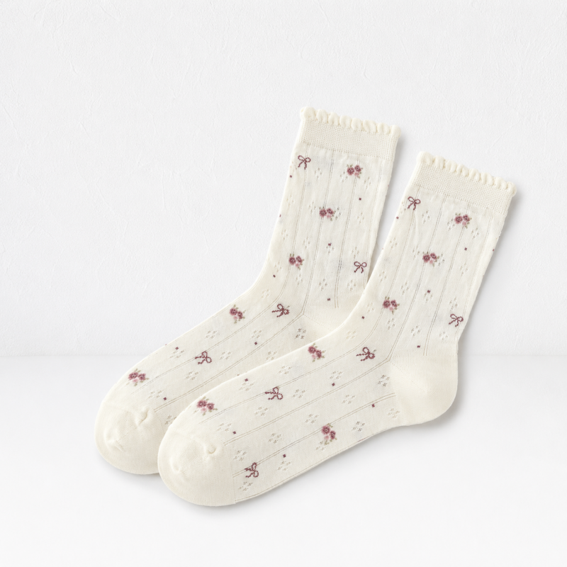 CouldNook Cozy Lace-Up Ruffle Crew Socks - Soft Dress Accent