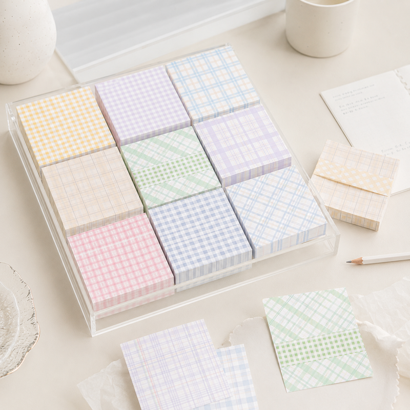 CouldNook Plaid Memo Paper - Aesthetic Fresh Grid Stationery