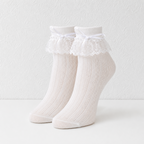 CouldNook Sheer Bow Ruffle Ankle Socks - Soft Shoe Accent