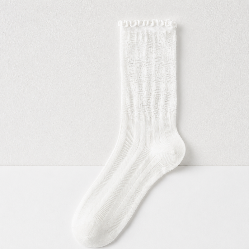 CouldNook Cozy Sheer Lace Ruffle Crew Socks - Gentle Layering Accent