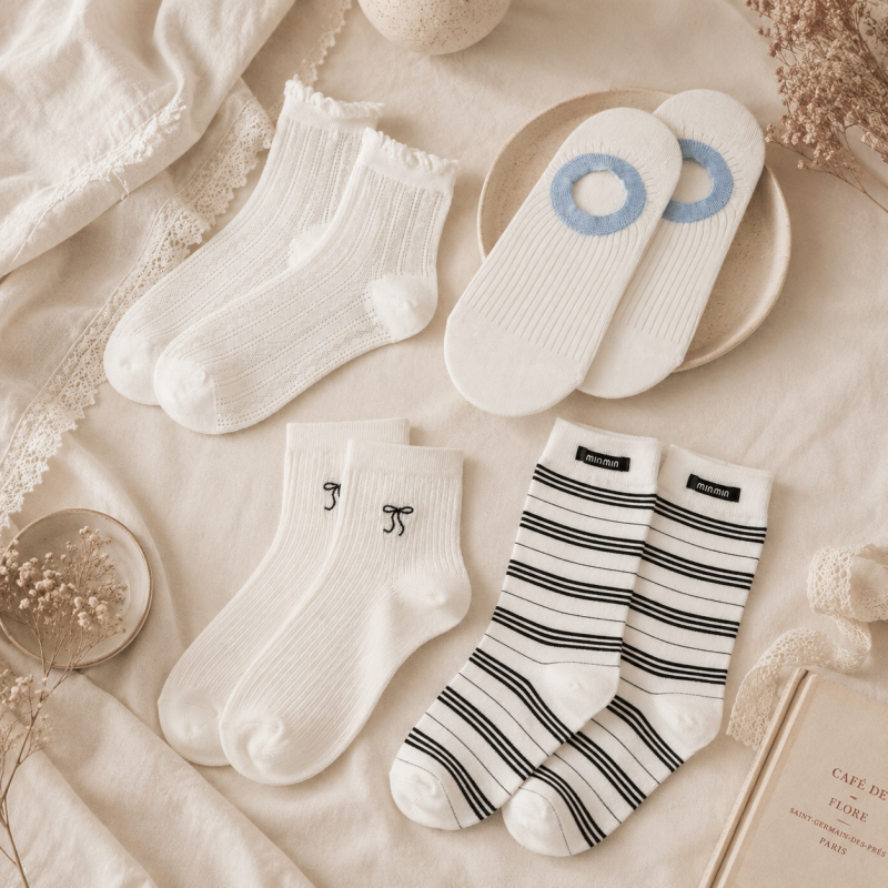 CouldNook Cozy Mixed Detail Crew Socks - Giftable Drawer Accent