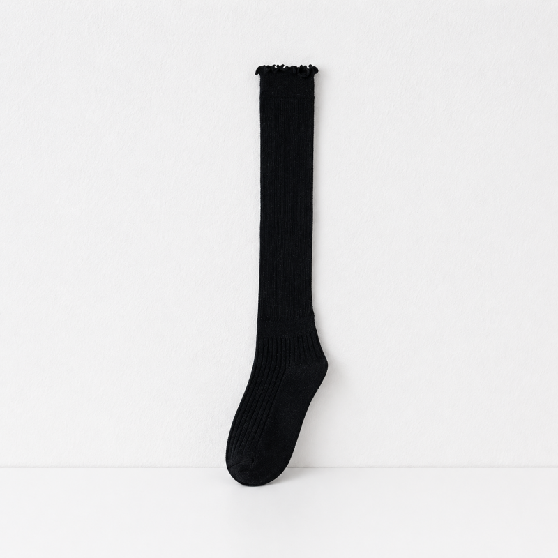 CouldNook Cozy Wavy-Cuff Tall Socks - Soft Outfit Accent