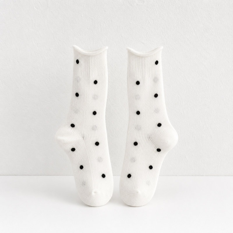 CouldNook Cozy Polka Dot Textured Crew Socks - Playful Drawer Accent