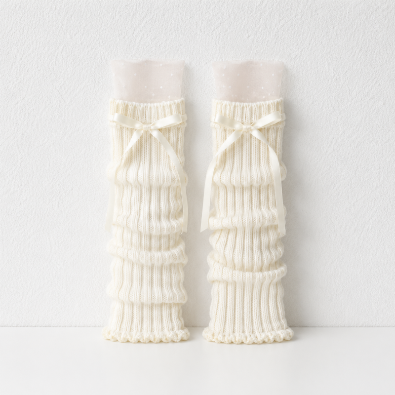 CouldNook Fuzzy Bow Leg Warmer Socks - Cozy Footwear Accent