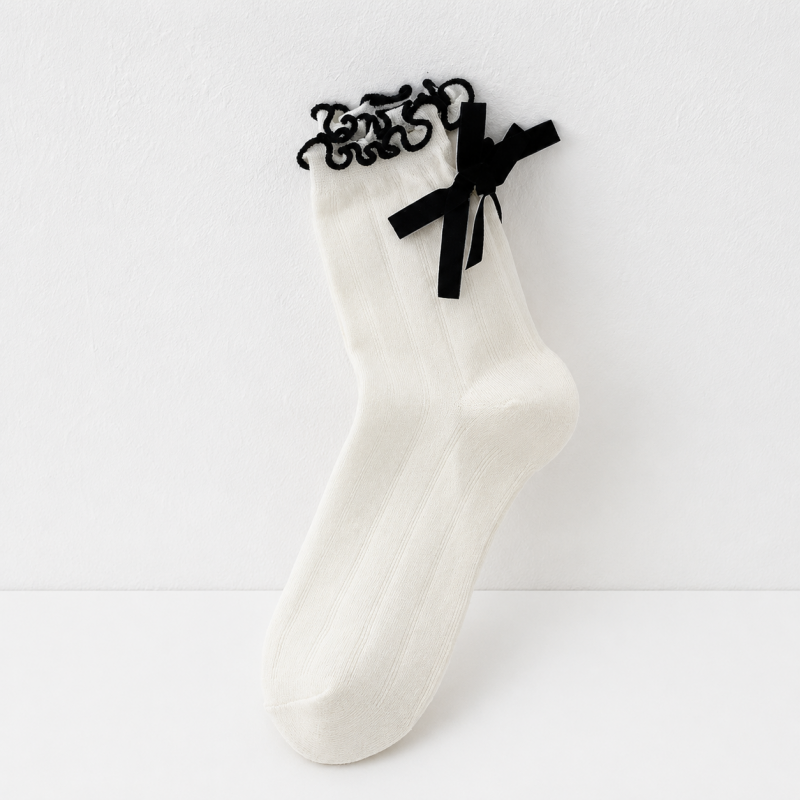 CouldNook Embroidered Character Ribbed Crew Socks - Small Gift Accent