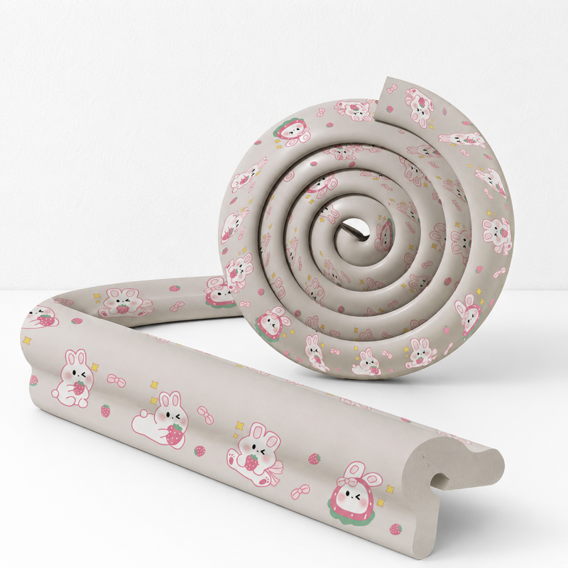 CloudNook L-Shaped Edge Guard-Thickened Removable Strawberry Rabbit Print