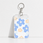 Cute Oil Painting Flower Card Holder with Keychain/Lanyard, Cartoon ID Card Case for Students & Kids