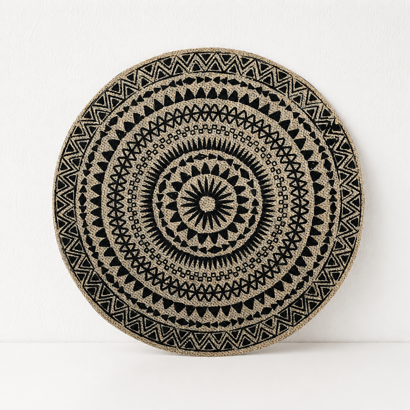 CouldNook Round Jute Woven Placemat - Fringed Tassel Table Pad