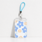 Cute Oil Painting Flower Card Holder with Keychain/Lanyard, Cartoon ID Card Case for Students & Kids