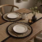 CouldNook Round Jute Woven Placemat - Fringed Tassel Table Pad