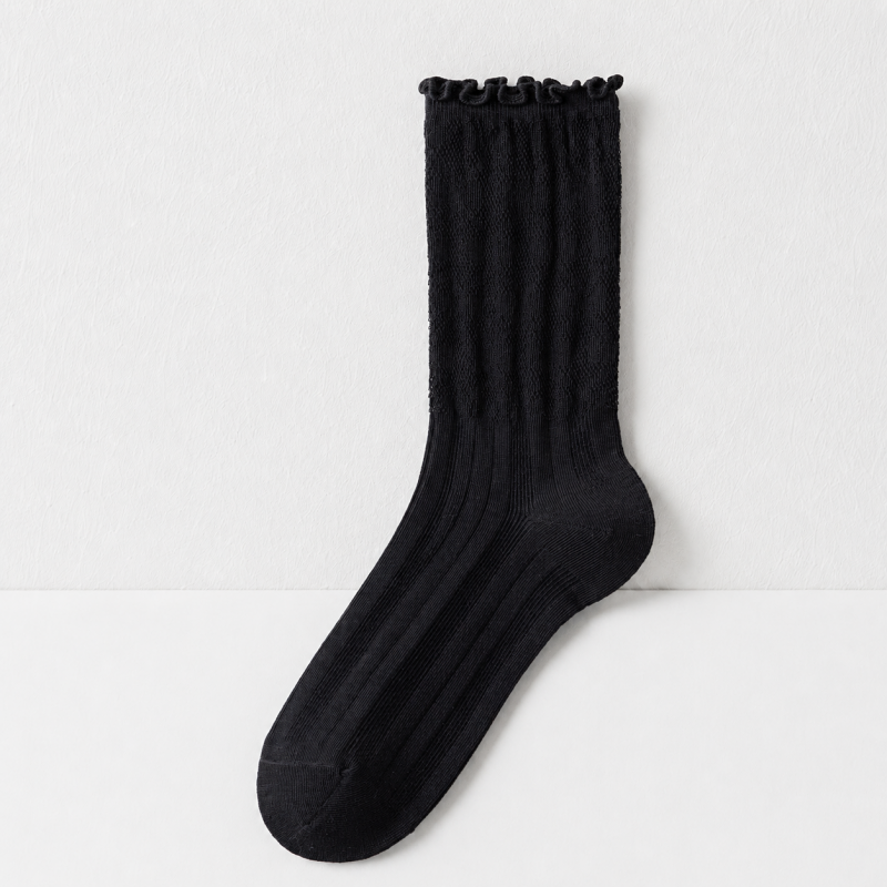 CouldNook Cozy Sheer Lace Ruffle Crew Socks - Gentle Layering Accent