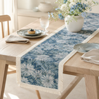 CouldNook French Garden Pattern Table Runner - Elegant Tassel Decor
