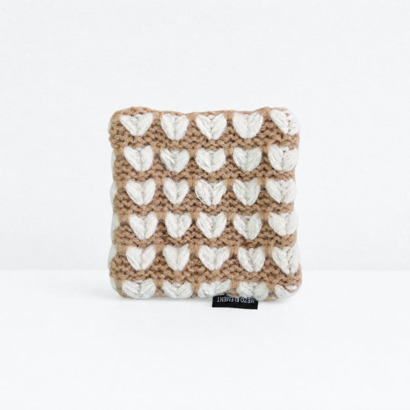 CouldNook Knitted Heart Coaster - Aesthetic Textured Cup Mat