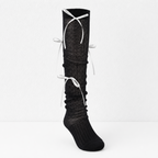 CouldNook Lace Up Mesh Mid Calf Socks - Skirt Styling Accent