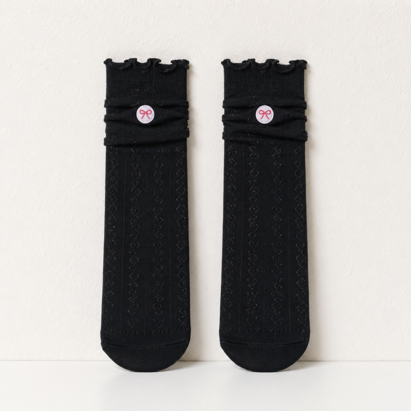 CouldNook Openwork Bow Ankle Socks - Everyday Shoe Accent