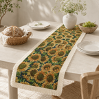 CouldNook French Sunflower Pattern Table Runner - Elegant Tassel Decor