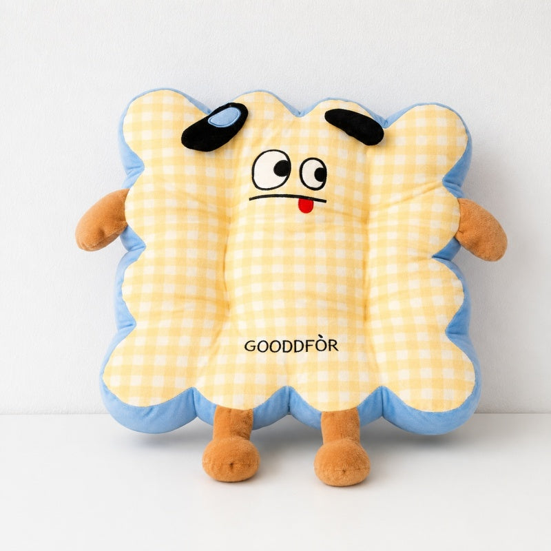 CouldNook Cozy Plaid Plush Square Shaped Seat Cushion - Soft Scalloped Chair Pad