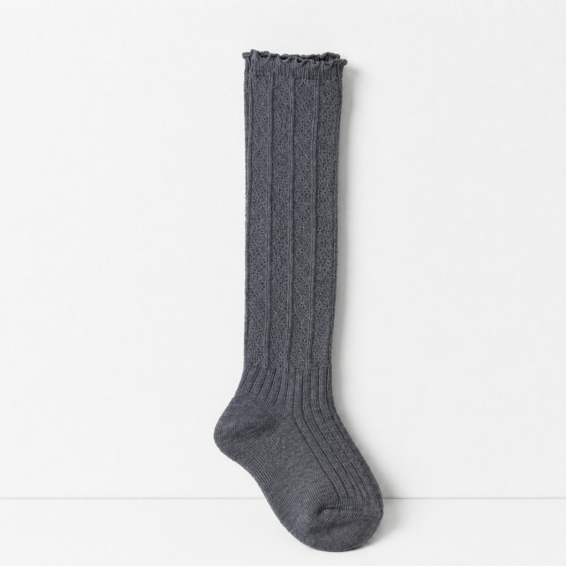 CouldNook Lace Texture Mid Crew Socks - Dress Shoe Accent
