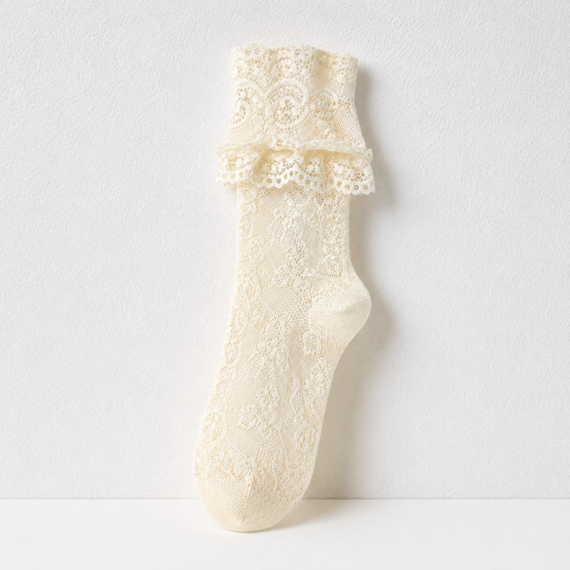 CouldNook Lace Flower Thin Mid Socks - Light Wardrobe Accent