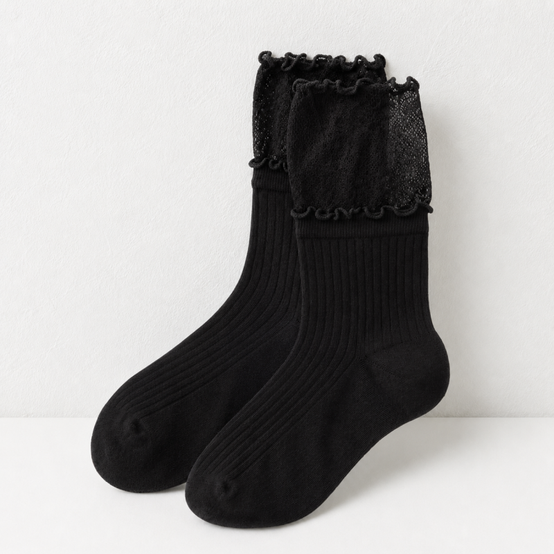 CouldNook Cozy Lace Ruffle Crew Socks - Romantic Shoe Accent