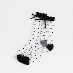 CouldNook Sheer Bow Lace Ankle Socks - Mary Jane Shoe Accent