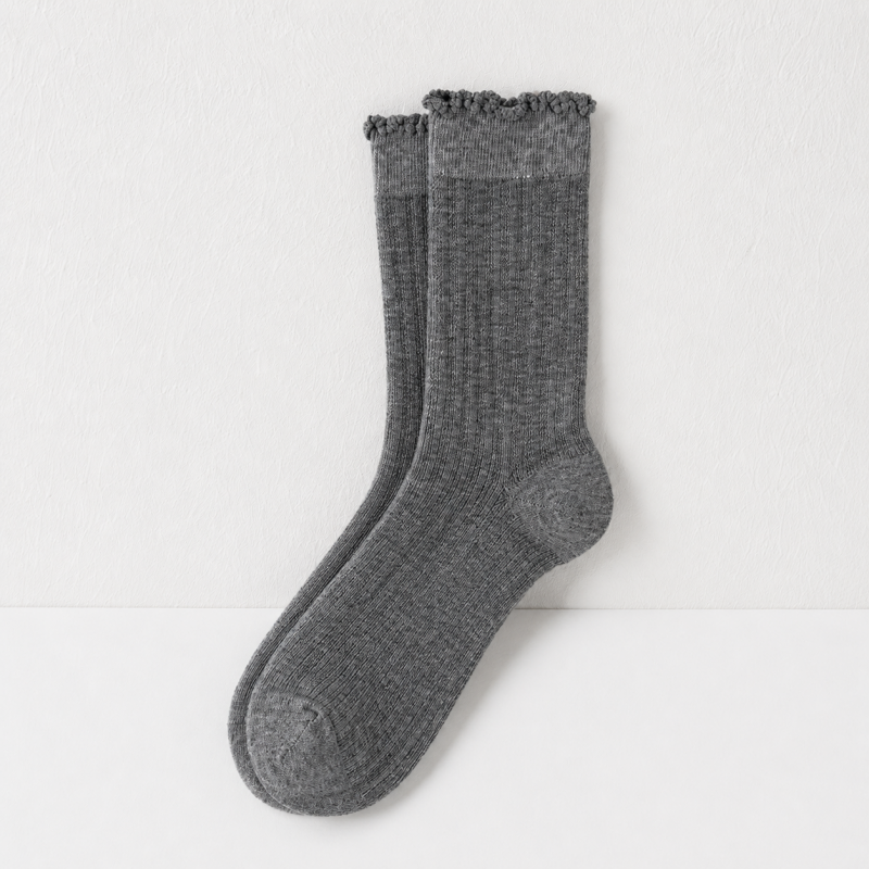 CouldNook Cozy Ruffle Edge Sheer Crew Socks - Gentle Outfit Accent