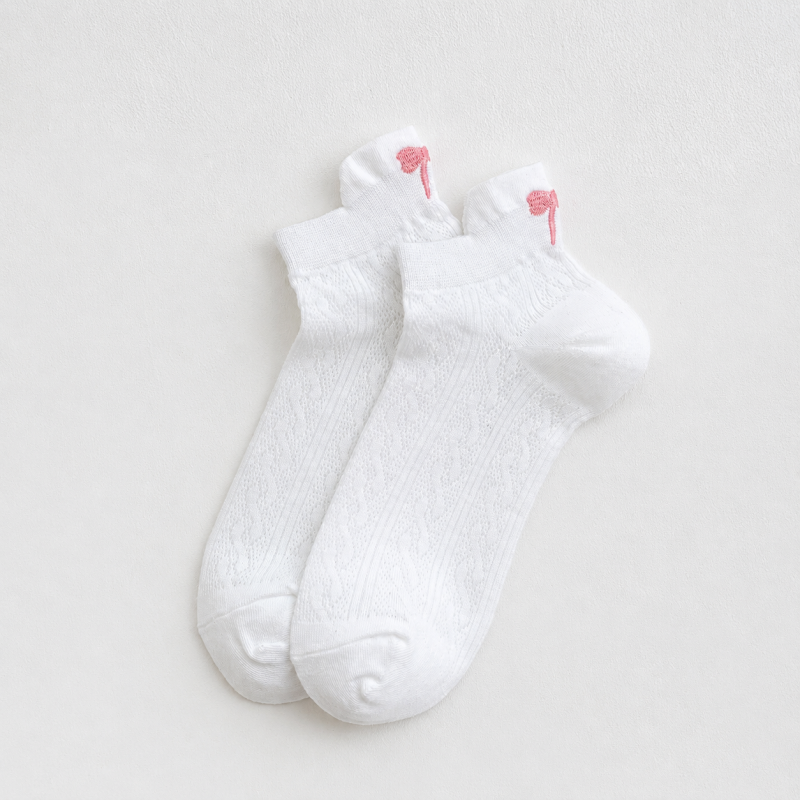 CouldNook Cozy Bow Motif Ankle Socks - Soft Drawer Accent