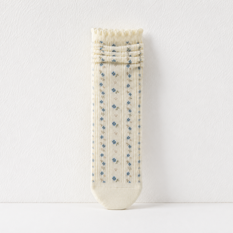 CouldNook Sheer Floral Crew Socks - Soft Flat Shoe Accent